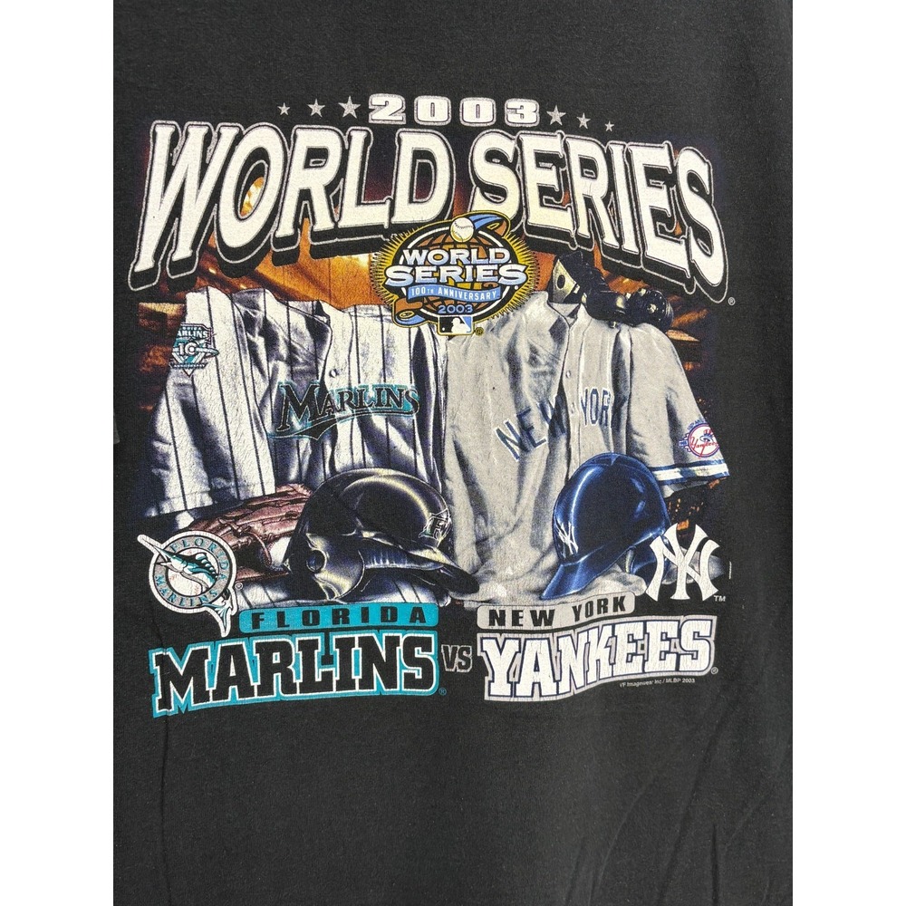 2003 World Series Shirt Mens‎ Black Florida Marlins New York Yankees XL Vintage